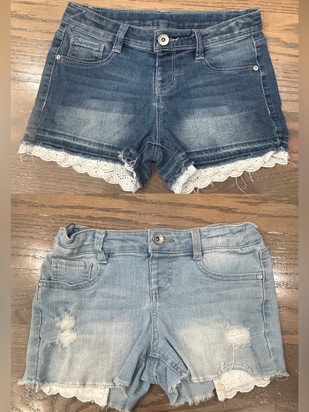 2 Pairs Member’s Mark Girls Denim Shorts Size 7/8